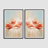 White and Pink Abstract Set of 2 Wall Arts