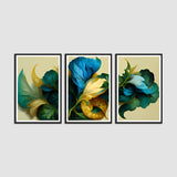 Premium Abstract Flower Wall Frames  Set of 3