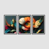 Beautiful Colorful Flowers Wall Painting Set of 3