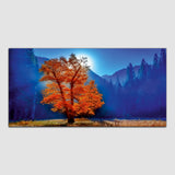 Beautiful Yellow Tree and Blue Forest Canvas Wall Painting
