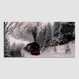 Beautiful Train Running in Track with Snow Mountain Wall Painting