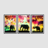 Wild Animal in Forest Set of 3 Wall Frames