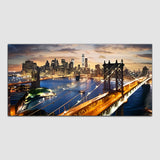 Yellow & Blue Street Bridge Canvas Wall Art Painting