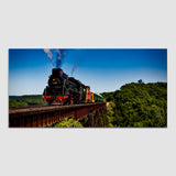 Beautiful Train Passes Throught Bridge Canvas Wall Painting