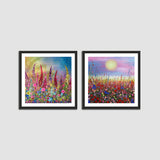 Beautiful Abstract Colorful Flower Set of 2 Wall Frames & Art