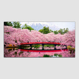 Mountain with Bridge & Flowers Canvas Wall
