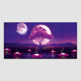 Pink Tree with Dark Night and River Canvas Wall Painting