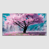 Pink Tree With Beautiful Mountain Wall Painting