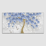 Beautiful Tree with Blue Flowers Canvas Wall Painting