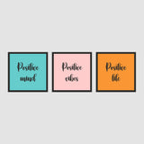 Positive mind, Positive Vibes, Positive Life Set of 3 Wall Frames