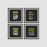 Never Give Up Quotes Wall Frames Set of 4