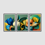 Beautiful Colorful Flowers Abstract Canvas Wall Frames Set of 3