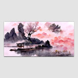 Pink Tree with Mountain Abstract Wall Painting & Arts