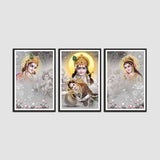 Radha Krishna Set of 3 Wall Painting with Frame