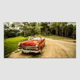 Modern Car Stay outside Road at Forest Canvas Wall Painting