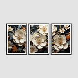 Beautiful White Flower With Set of 3 Wall Frame