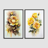 Beautiful Yellow Flower with Bud Set of 2 Wall Frames