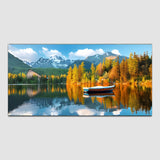 Beautiful Snow Mountain with Forest and River Canvas Wall Painting