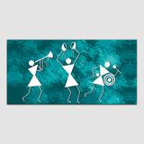 Warli Blue Canvas Wall Painting