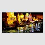 Boats & Tample Canvas Wall Painting