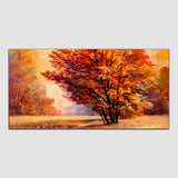 BeautiFull Tree Orange-Off White Canvas art Wall Painting