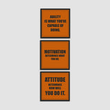 MOTIVATION Determines What You Do Quotes Set of 3 Wall Frames