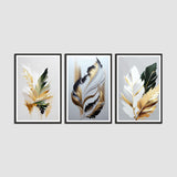 Golden and Black Leaves Decorative Wall Frames Set of Three