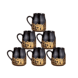 MITHILA HANDICRAFTS Ceramic Tea Cup Set of 6 (150 ML Each) Black