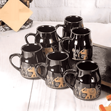 MITHILA HANDICRAFTS Ceramic Tea Cup Set of 6 (150 ML Each) Black