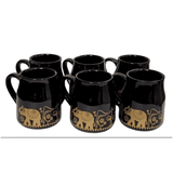 MITHILA HANDICRAFTS Ceramic Tea Cup Set of 6 (150 ML Each) Black