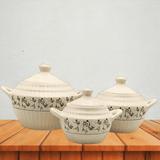 Handmade Ceramic Casserole Set: Durable for Kitchen, Dongas With Lids (1000ml, 500ml, 250ml)