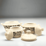 Handmade Ceramic Casserole Set: Durable for Kitchen, Dongas With Lids (1000ml, 500ml, 250ml)