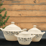 Handmade Ceramic Casserole Set: Durable for Kitchen, Dongas With Lids (1000ml, 500ml, 250ml)