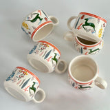 MITHILA HANDICRAFTS Ceramic Tea & Coffee Cups Set of 6 with Kettle (6 Cups + 1 Kettle)