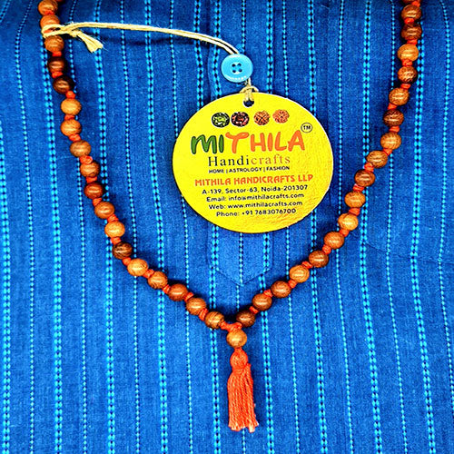  Orignal Red Sandalwood Mala, Red Sandalwood (108+1 Beads)  Rosary Lal Chandan Japa mala with Tassel for Meditation, Pooja, Chanting,  Wearing; by Fukrey HastKala Kendra (6MM) : Home & Kitchen
