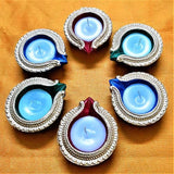 *Wax Filled* Diyas-Multi-Colour, Set of 6 Mithilashri