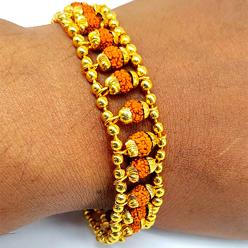 Gold Plated Cubio Rudraksha Bracelet For Women – Japam